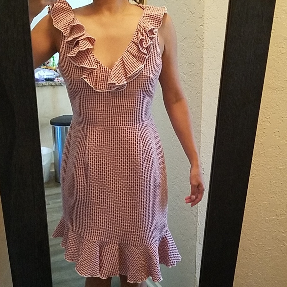 Red and white dress